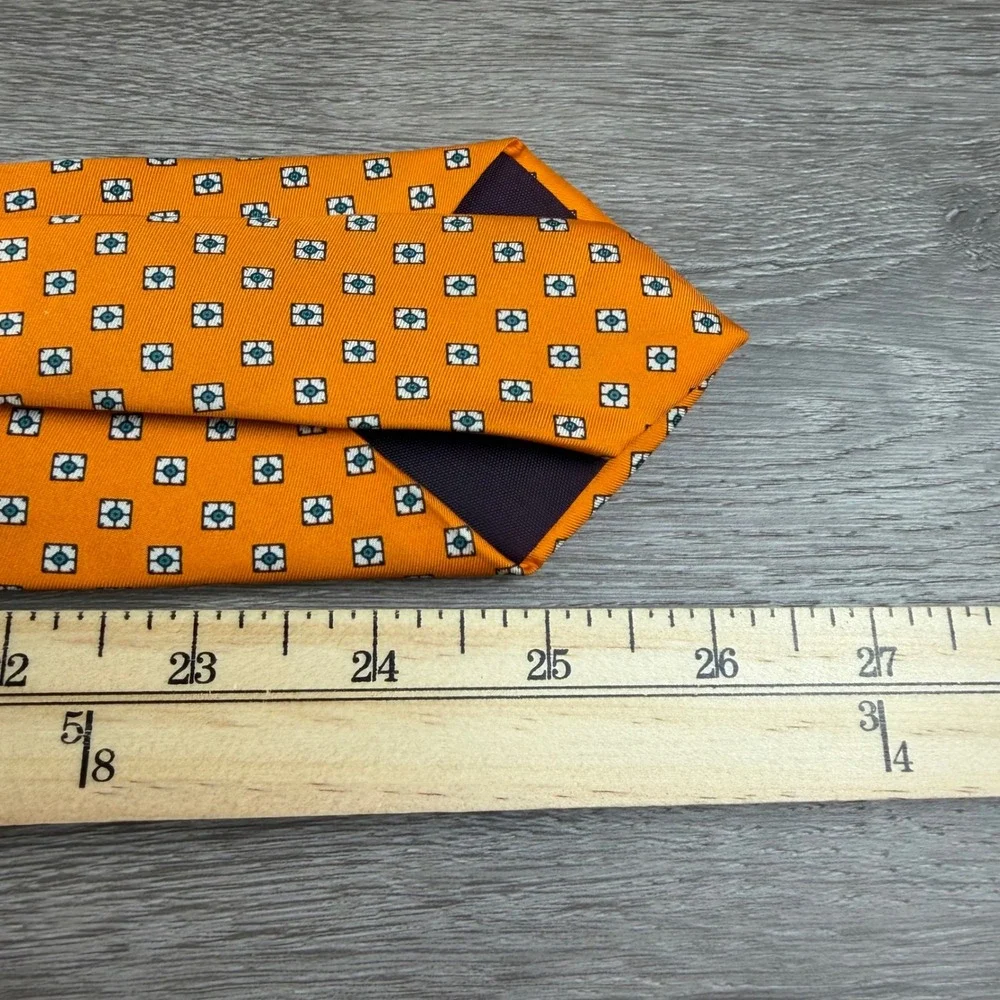 Chaps Ralph Lauren Mens Tie Silk Geometric Medallion Orange OS